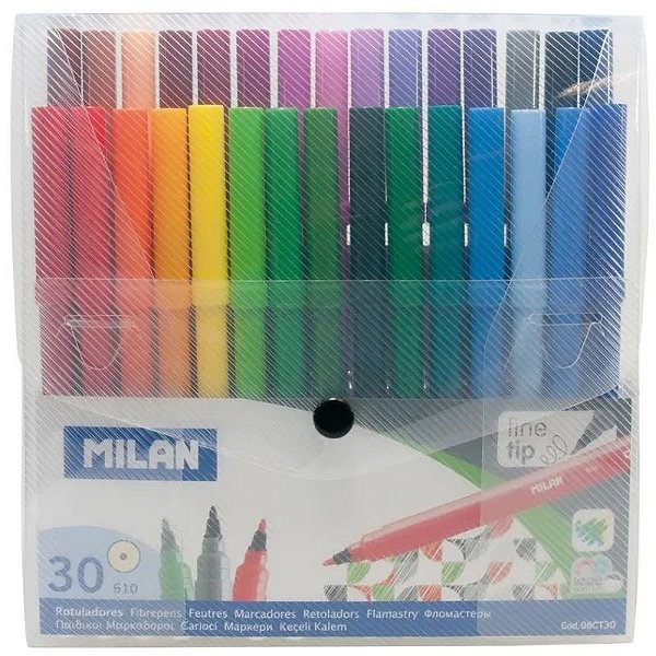 Caneta Pincel Milan Fine-Tip 06CT30 - Conjunto de 30 Unidades