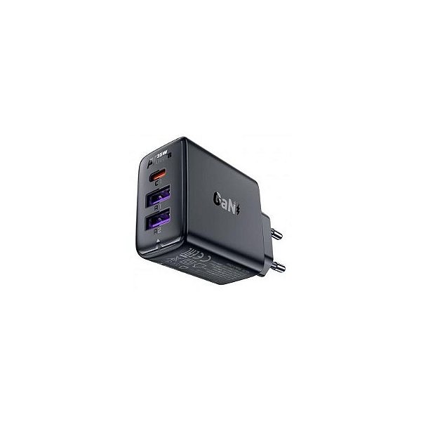 Carregador Dual Usb-A X2 + Usb-C Preto Acefast A57 35W