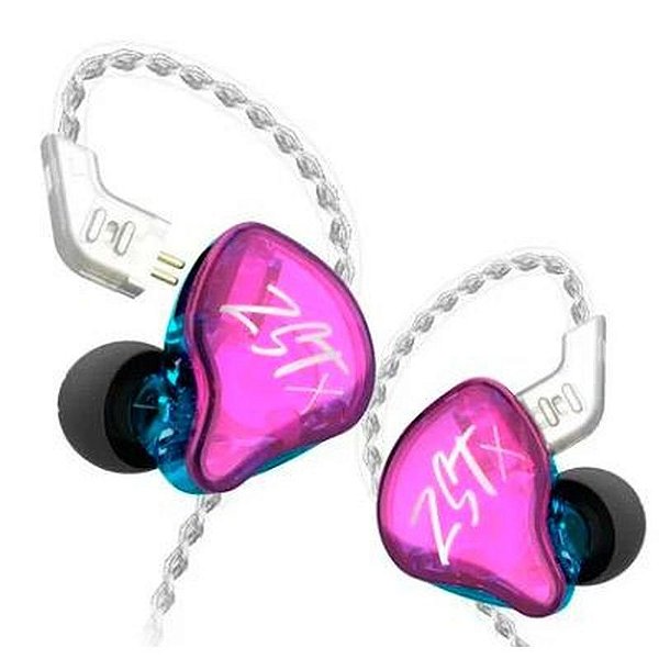 Fone de Ouvido In-Ear KZ ZST X com Microfone - Roxo