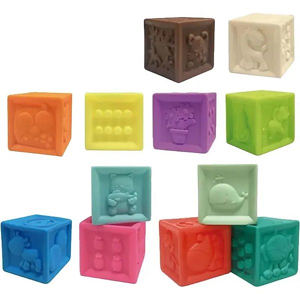 Blocos Texturizados Para Bebês - Brinquedo Educativo (12 Peças)