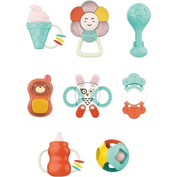 Chocalhos para Bebê Huanger - Conjunto de 8 Peças HE0130