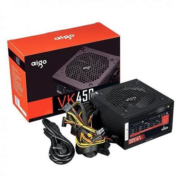 Fonte ATX 450W Aigo VK450 220V - Ideal para PCs e Gaming