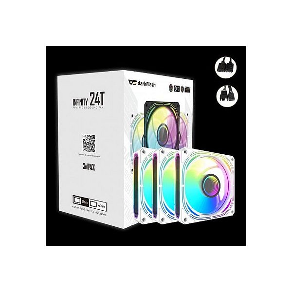 Ventilador Cooler Aigo Darkflash INF24T 3 em 1 ARGB Branco