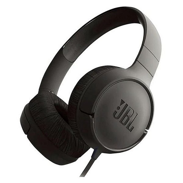 Fone de Ouvido JBL T500 - Som Potente e Confortável na Cor Preta