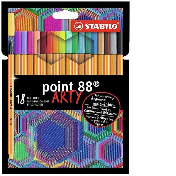 Caneta Stabilo Point 88 Arty 0.4Mm - Conjunto Com 18 Cores Vibrantes