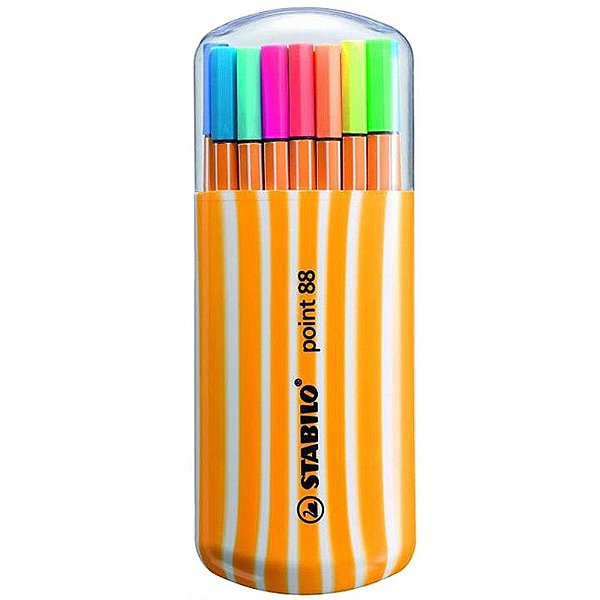 Kit de Canetas Stabilo Point88 Neon - 0.4mm 20 Cores