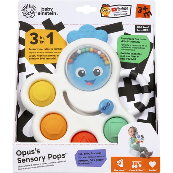 Ratler Sensorial e Mordedor Opus'S Shape Pops para Bebês Einstein