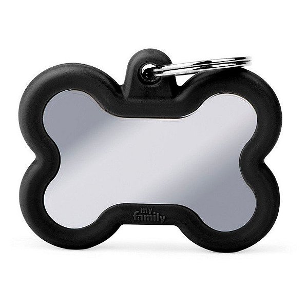 Placa de identificação MyFamily Hushtag Osso HTB01BLACK - Cromado/Preto