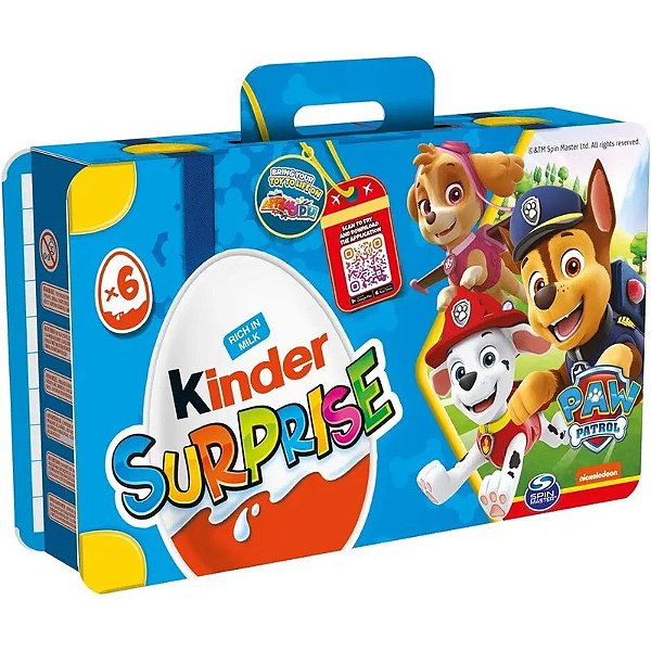 Chocolate Kinder Surpresa Rich in Milk - Paw Patrol (Pacote com 6 unidades de 20g)