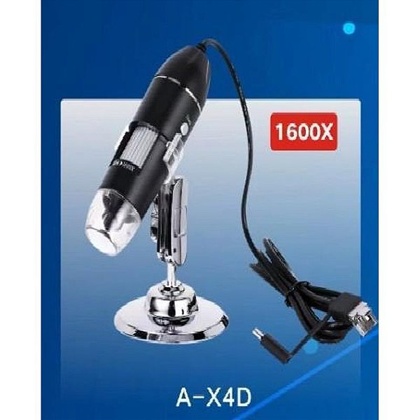 Microscópio Digital Sate A-X4D 1600X USB – Alta Resolução, Cor Preto