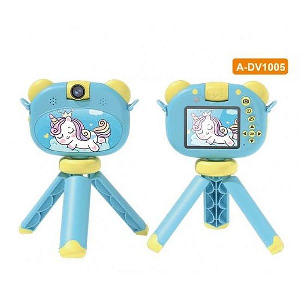 Câmera Infantil Sate A-DV1005 com Tripé Azul - Diversão e Aprendizado para Crianças