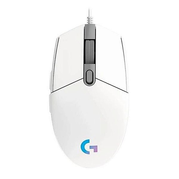 Mouse Gamer Logitech G203 Lightsync - 8000 DPI, 6 Botões, Cor Branca