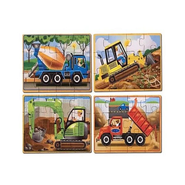 Quebra-Cabeça Veículos de Construção em Madeira - Melissa & Doug 13792 (4 x 12 Peças)