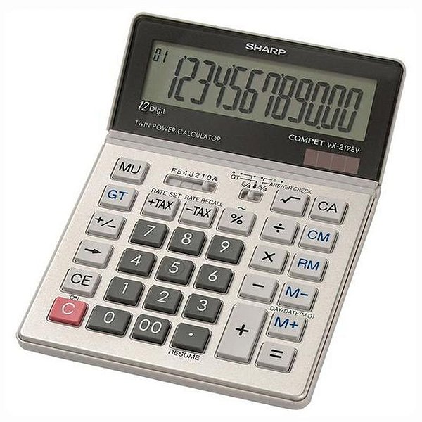 Calculadora Comercial Sharp Vx-2128V De 12 Dígitos - Cor Prateada