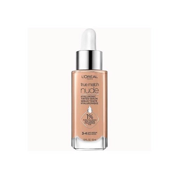Sérum Facial Hidratante L'Oreal True Match Nude com 1% de Ácido Hialurônico 3-4 Claro-Médio 30ML