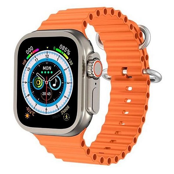 Relógio Inteligente Wearfit HW68 Ultra 49MM - Caixa de Alumínio e Pulseira Laranja Oceano