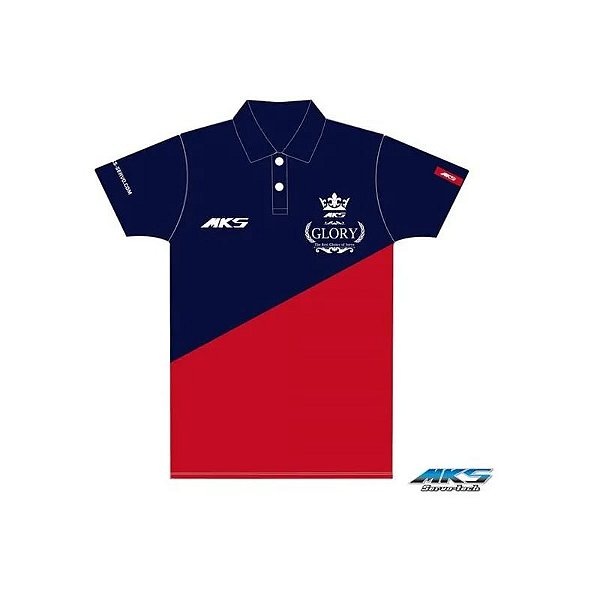 Polo Mks Azul Marinho/Vermelho Xl
