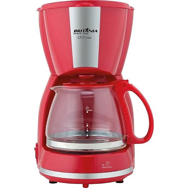 Cafeteira Elétrica Inox Britânia CP15 Vermelho 15 xícaras - 220V
