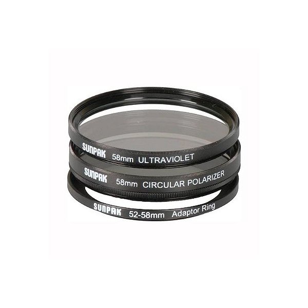 Kit Filtro UV e Polarizado Sunpak 52mm e 58mm