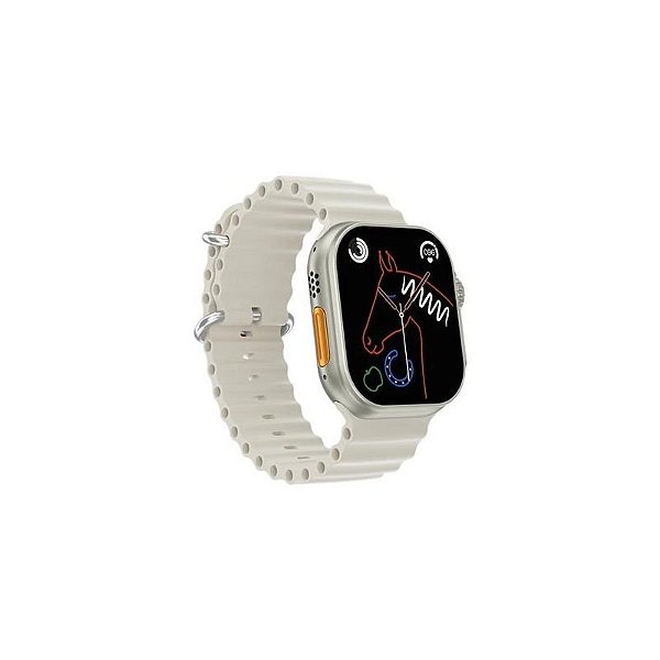 Relógio Inteligente de Alta Tecnologia Branco e Cinza 49mm - Modelo W8 Ultra