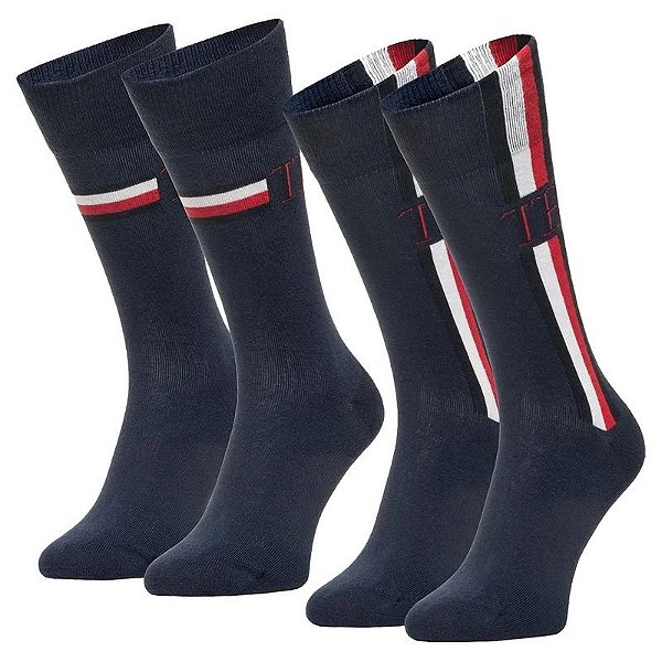Meias Masculinas Tommy Hilfiger - Pacote com 2 Pares - Modelo 100001492 002