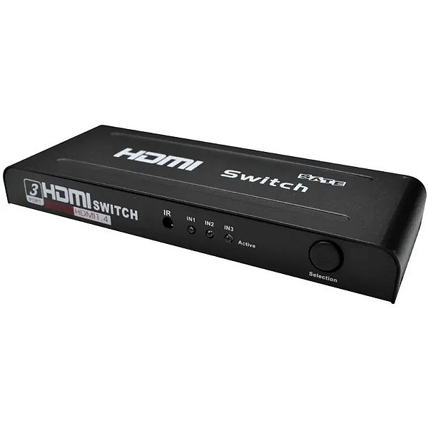 Comutador HDMI Sate A-HD03 - Switch de 3 Portas Full HD 1080P para TV e Vídeo