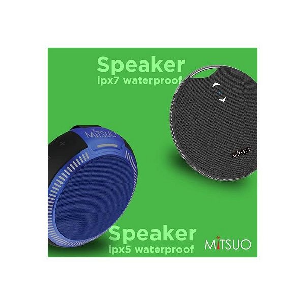 Caixa de Som Portátil Mitsuo IPX7 à Prova d'Água Bluetooth Preta
