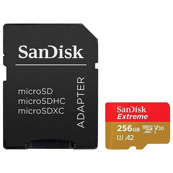Cartão de Memória Micro SD SanDisk Extreme V30 A2 U3 - 190MB/s Leitura 130MB/s Gravação 4K UHD