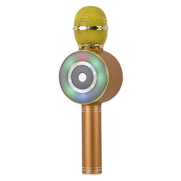 Microfone Sem Fio Xtrad WS-699 com Alto-falante Bluetooth 5W - Dourado