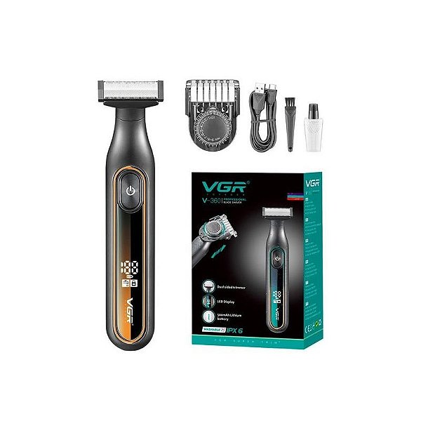 Aparador de Barba VGR V-360 com Tela LCD - Preto