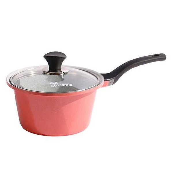 Cacerola de Cerâmica Ecoramic Rosa com Tampa 18cm
