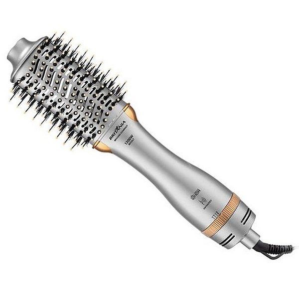 Secador de Cabelo e Escova Britania BES33SD 1300W - Cinza e Dourado