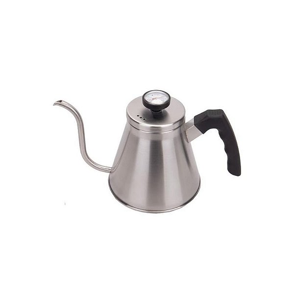 Cafeteira de Aço Inox com Bico Goose e Termômetro - Capacidade 1.2L Prata
