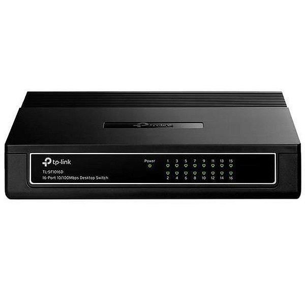 Switch TP-Link TL-SF1016D - Comutador 16 Portas RJ45 10/100 Mbps - Preto