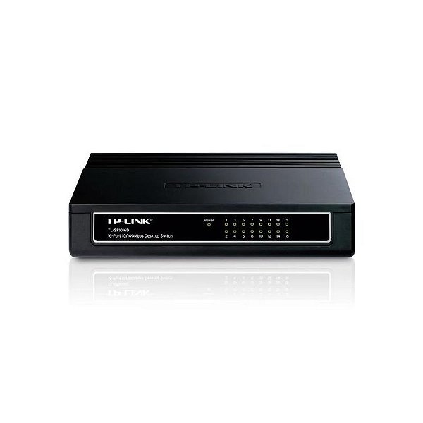 Switch de Rede TP-Link TL-SF1016D - Hub Gigabit 16 Portas 1000Mbps - Preto