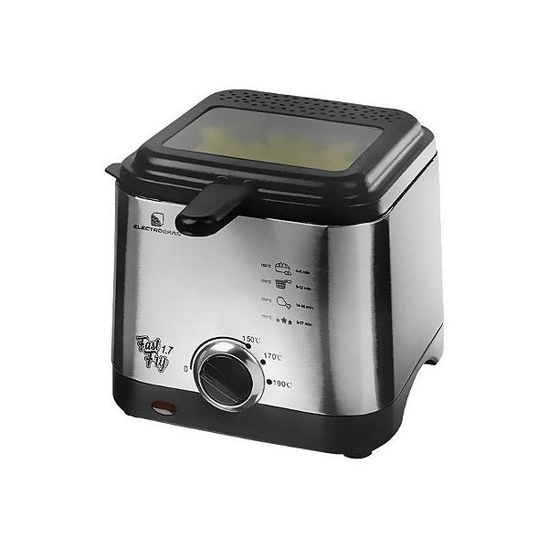 Fritadeira Elétrica Electrobras Fast FRY 1.7 - 1.000W, Prata e Preta, 220V/240V 50/60Hz