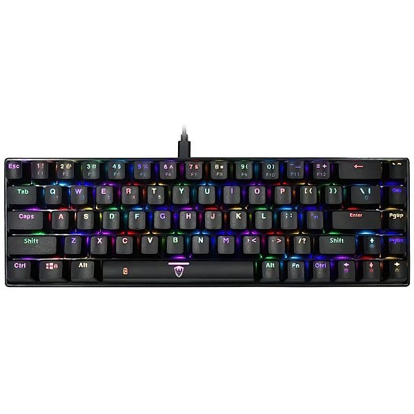 Teclado Gamer Satellite King Fight GK-55 2 em 1 Branco (Inglês Com Fio) Switch Azul