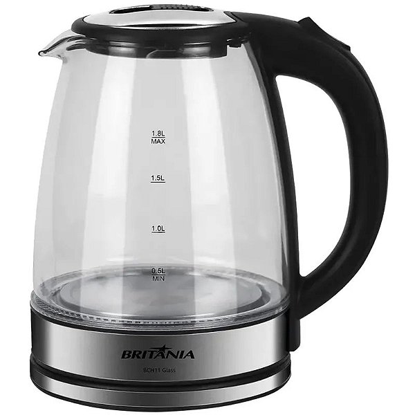 Chaleira Elétrica Britânia de Vidro e Inox 1.8L - 1500W 220V/50Hz