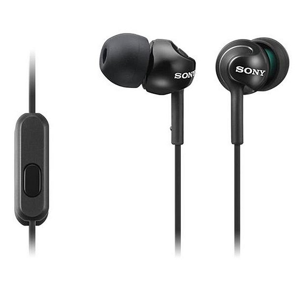 Fones de Ouvido Sony MDR-EX110AP Preto com Microfone - Conexão de 1.2m