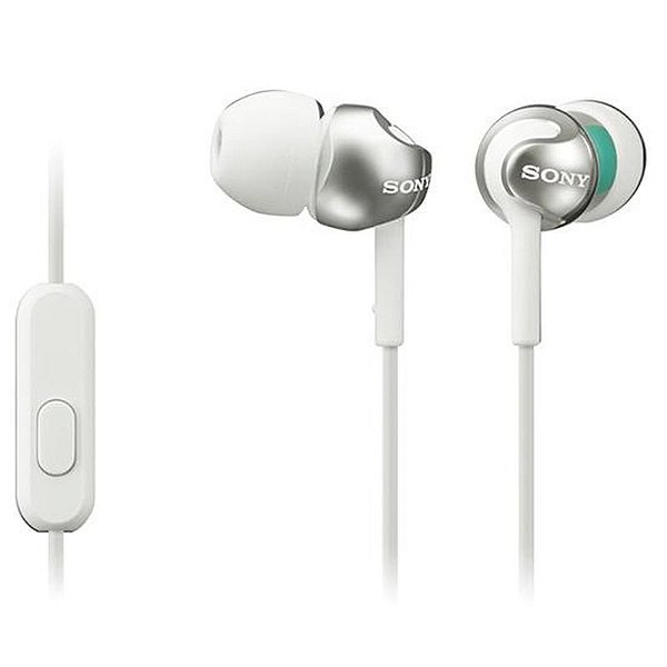 Fones de Ouvido Sony MDR-EX110AP Branco com Microfone e Cabo de 1,2m