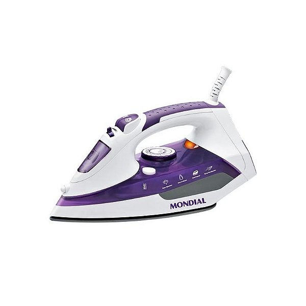 Ferro de Passar a Vapor Ceramic Express F-40 1200W - Branco e Roxo 127V 60Hz