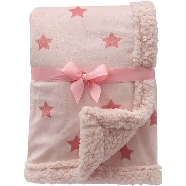 Manta Reversível Buba Estrelas Rosa para Bebês - Conforto e Estilo