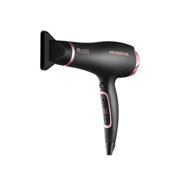 Secador de Cabelo Mondial Black Rose 2.000W 220V - Potência e Estilo em Preto e Rosa