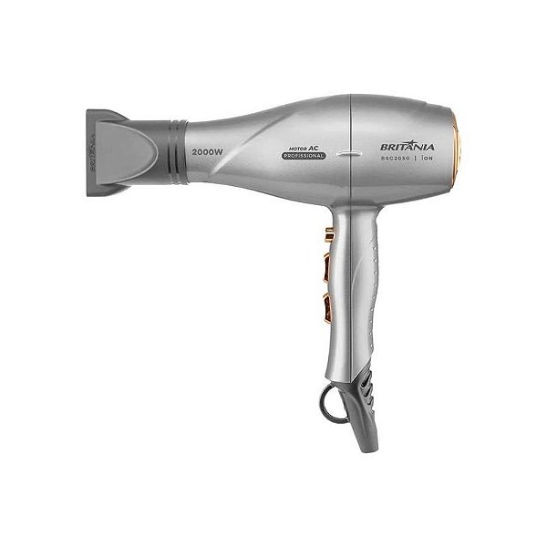 Secador de Cabelo Profissional Britânia BSC2050 - 2000W, 3 Temperaturas, 2 Velocidades - Prata