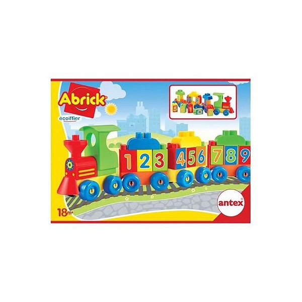 Trem de Blocos Educativos Antex com Alfabeto e Números Abrick