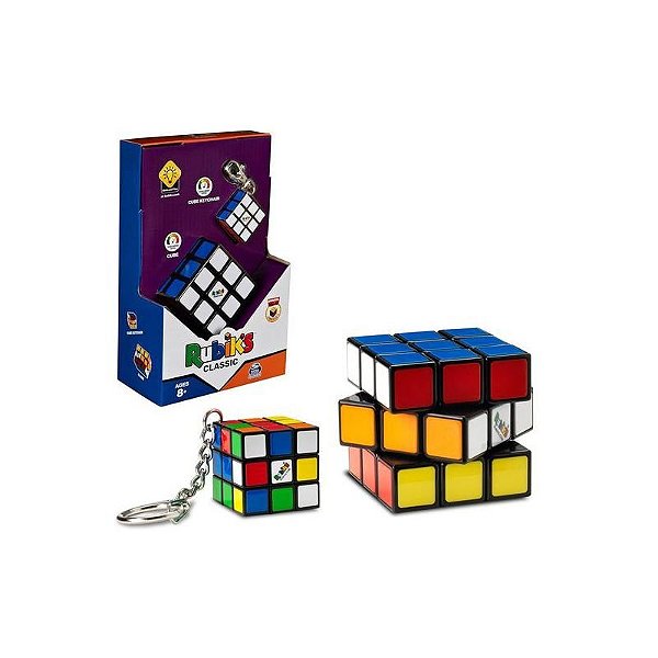 Conjunto Clássico de Cubo Mágico Rubik com Minicubo e Clipe de Acesso