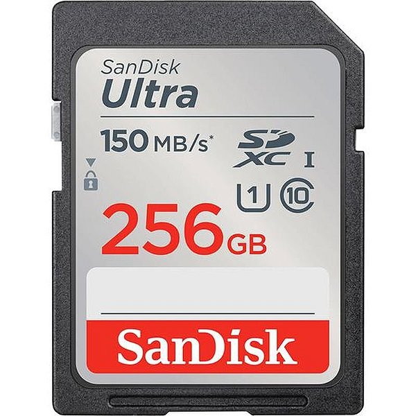 Cartão De Memória Sd Sandisk Ultra 256Gb 150 Mb/S C10 U1 - Alta Velocidade De Transferência