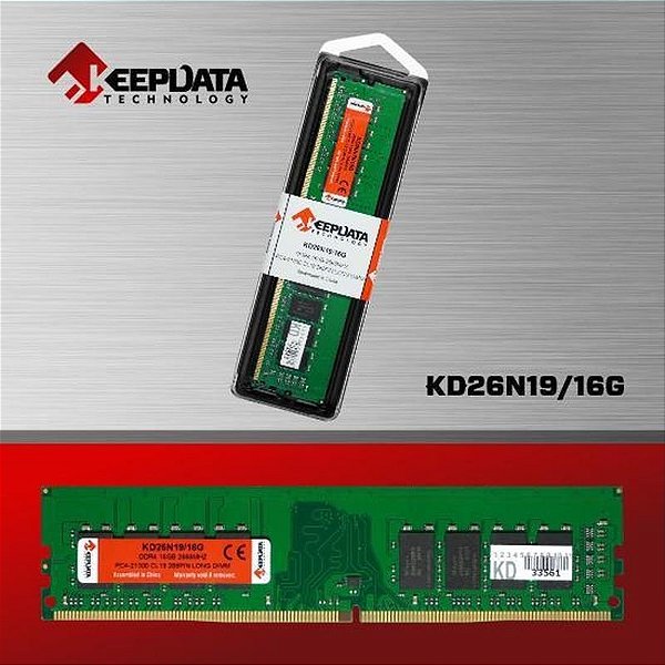 Memória RAM DDR4 16GB 2666MHz Keepdata KD26N19/16G