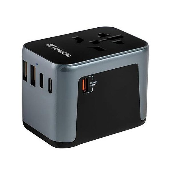 Adaptador Universal Verbatim UTA-03 com USB-C QC 3.0 e 30W - Preto
