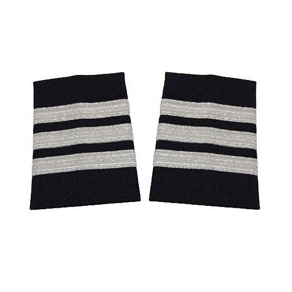 Epaulettes de Piloto Navais Metálicas Prata 3 Barras WAPX705-3S